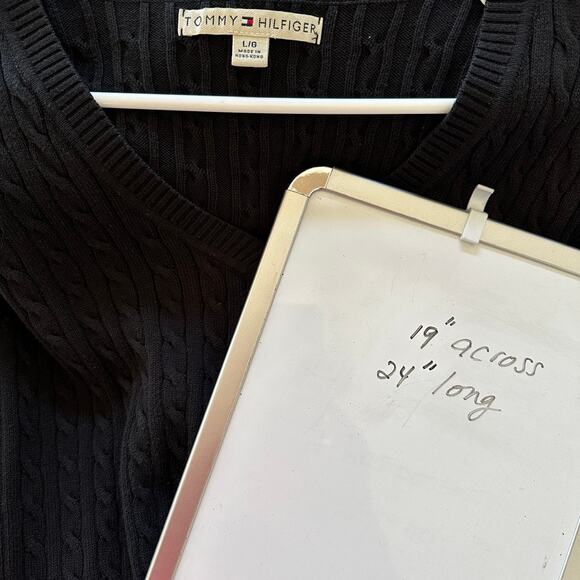 Tommy Hilfiger Vintage Cable Knit Sweater Pullover V-Neck Preppy Classic Black - Picture 10 of 10